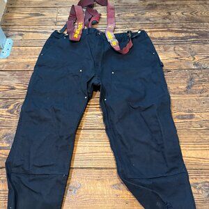 Carhartt Double Knee Carpenter Work Pants B01 Blk Mens Size 46X29 w/ Suspenders!